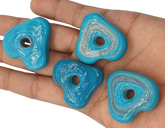 HEART SHAPED FURNACE GLASS BEADS- 35X10 MM PER PACKET OF 4 PCS- (FL-012)
